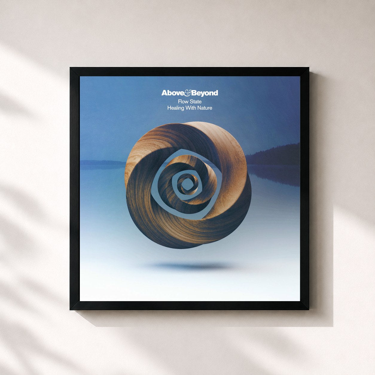 #noir Tableau carré de l'album Flow State: Healing With Nature de Above & Beyond, cadre noir 32x32 cm