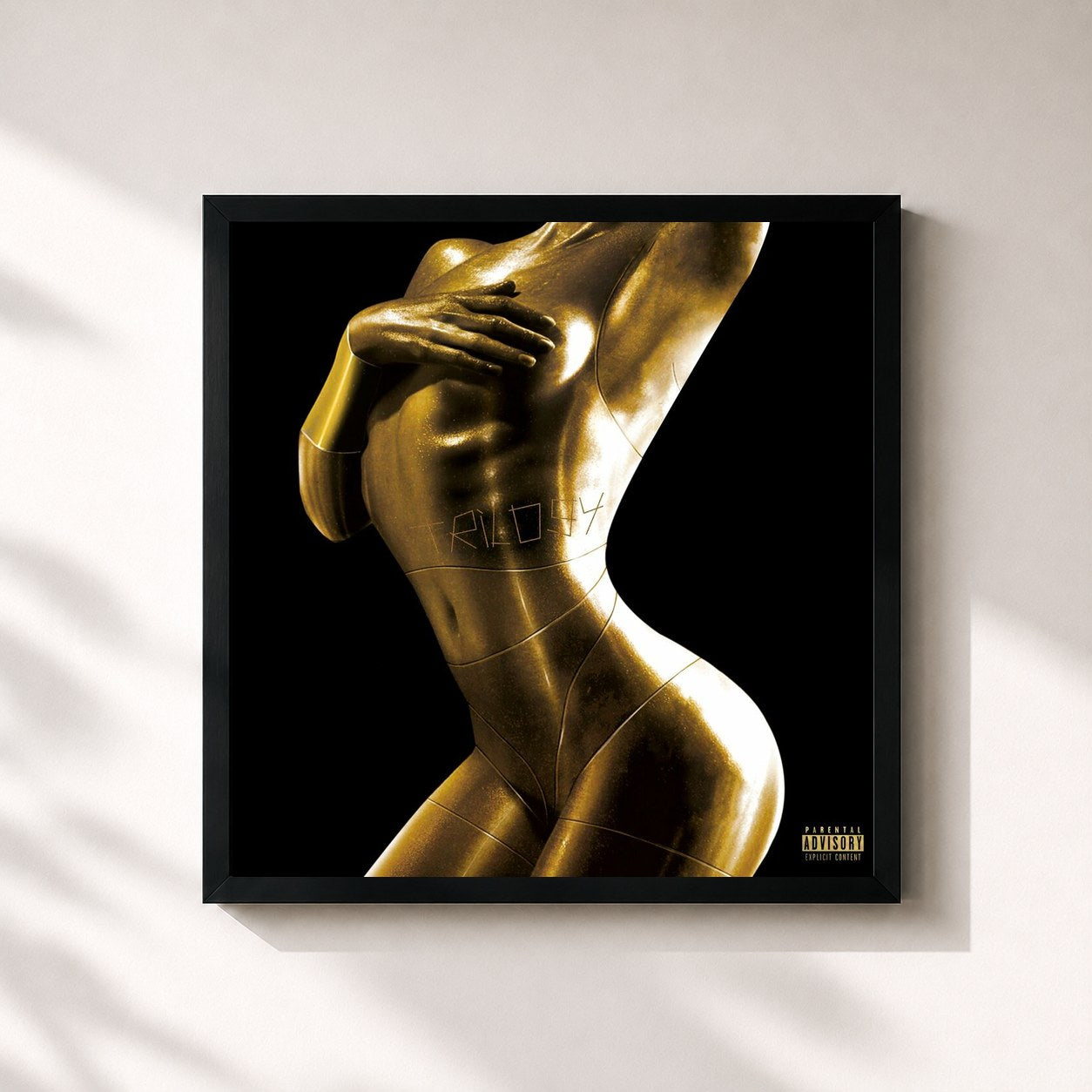 #noir Tableau carré de l'album TRILOGY de USKY, cadre noir 32x32 cm