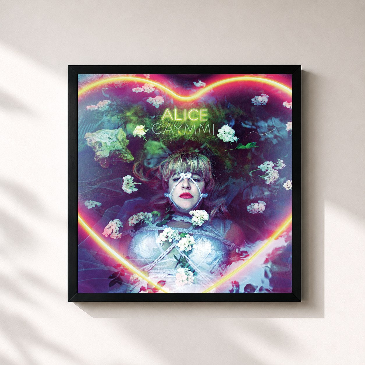#noir Tableau carré de l'album Alice de Alice Caymmi, cadre noir 32x32 cm
