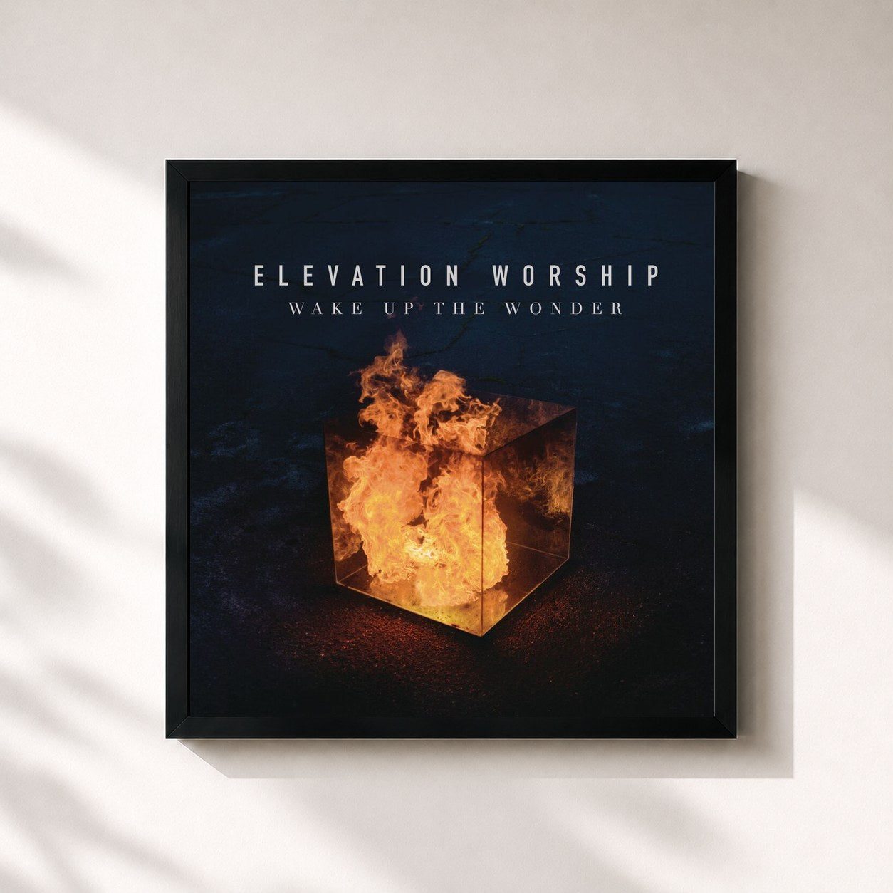 #noir Tableau carré de l'album Wake Up The Wonder de Elevation Worship, cadre noir 32x32 cm