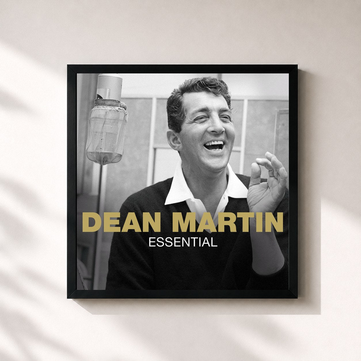 #noir Tableau carré de l'album Essential de Dean Martin, cadre noir 32x32 cm