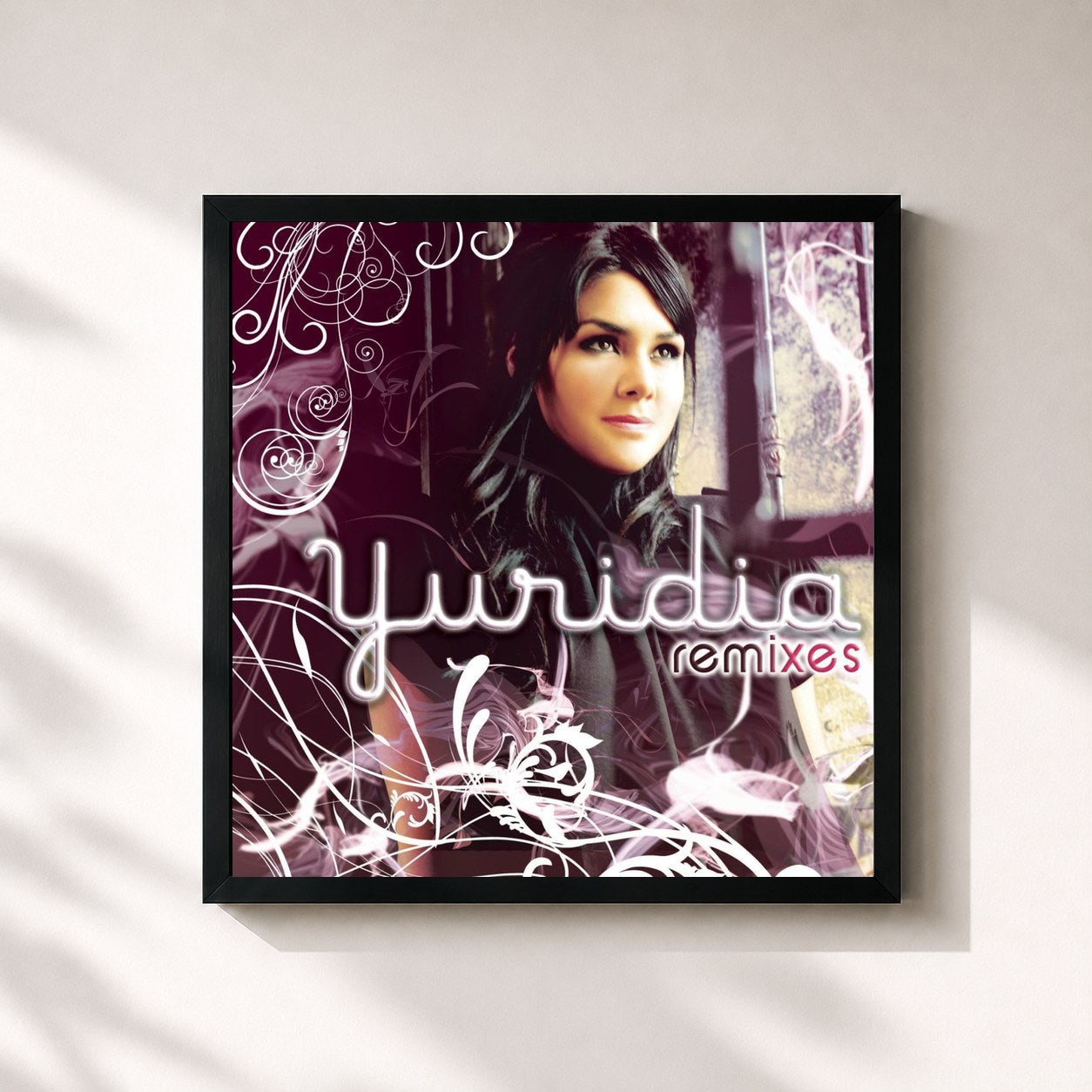 #noir Tableau carré de l'album Yuridia (Remixes) de Yuridia, cadre noir 32x32 cm