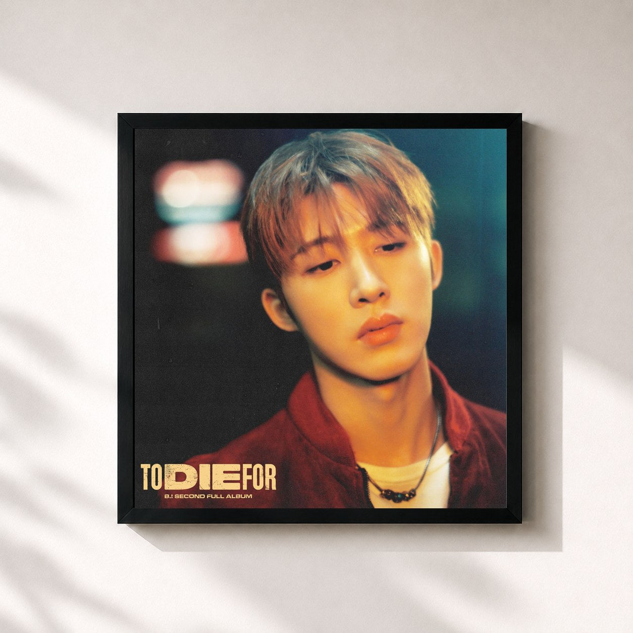 #noir Tableau carré de l'album TO DIE FOR de B.I, cadre noir 32x32 cm