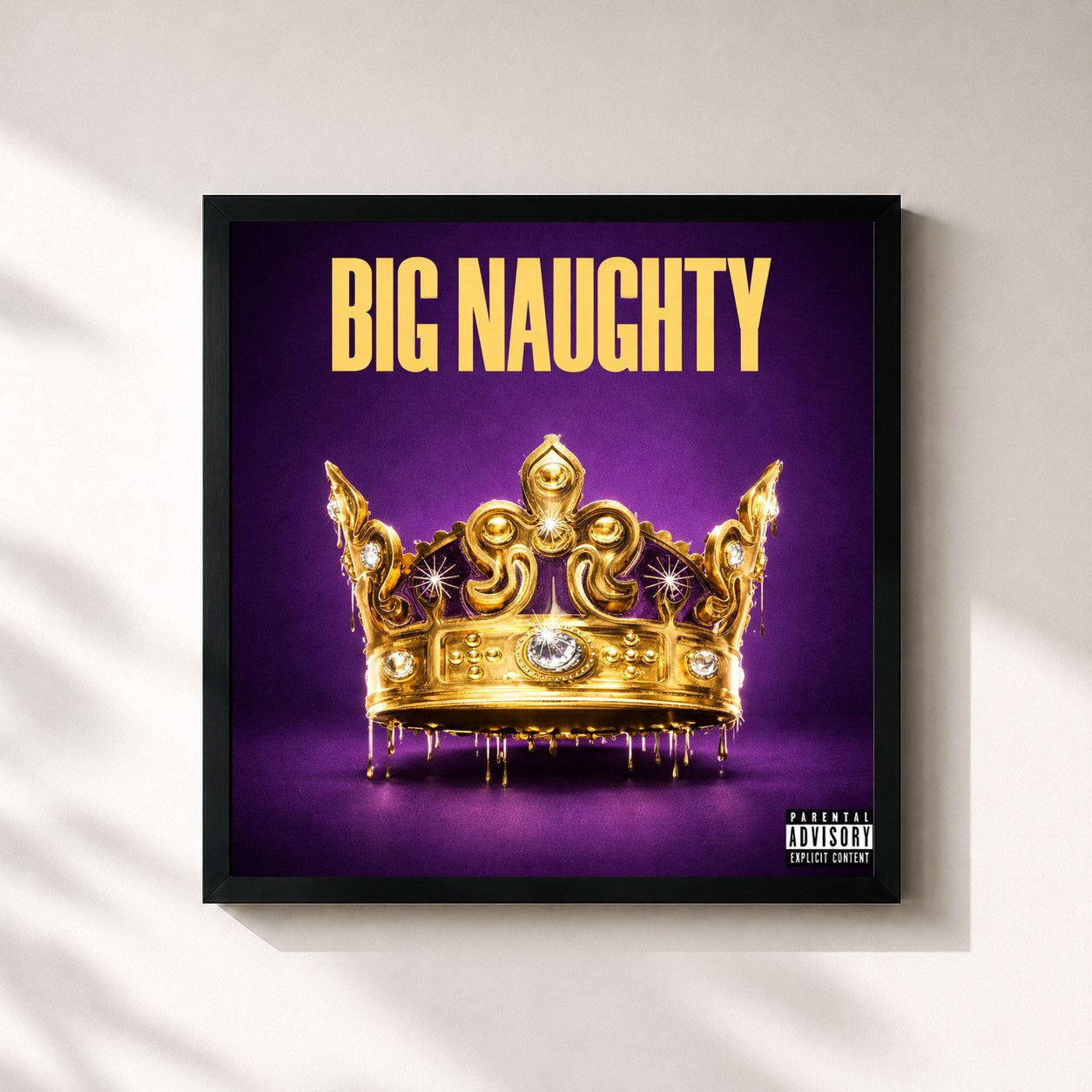 #noir Tableau carré de l'album KING ME de BIG Naughty, cadre noir 32x32 cm