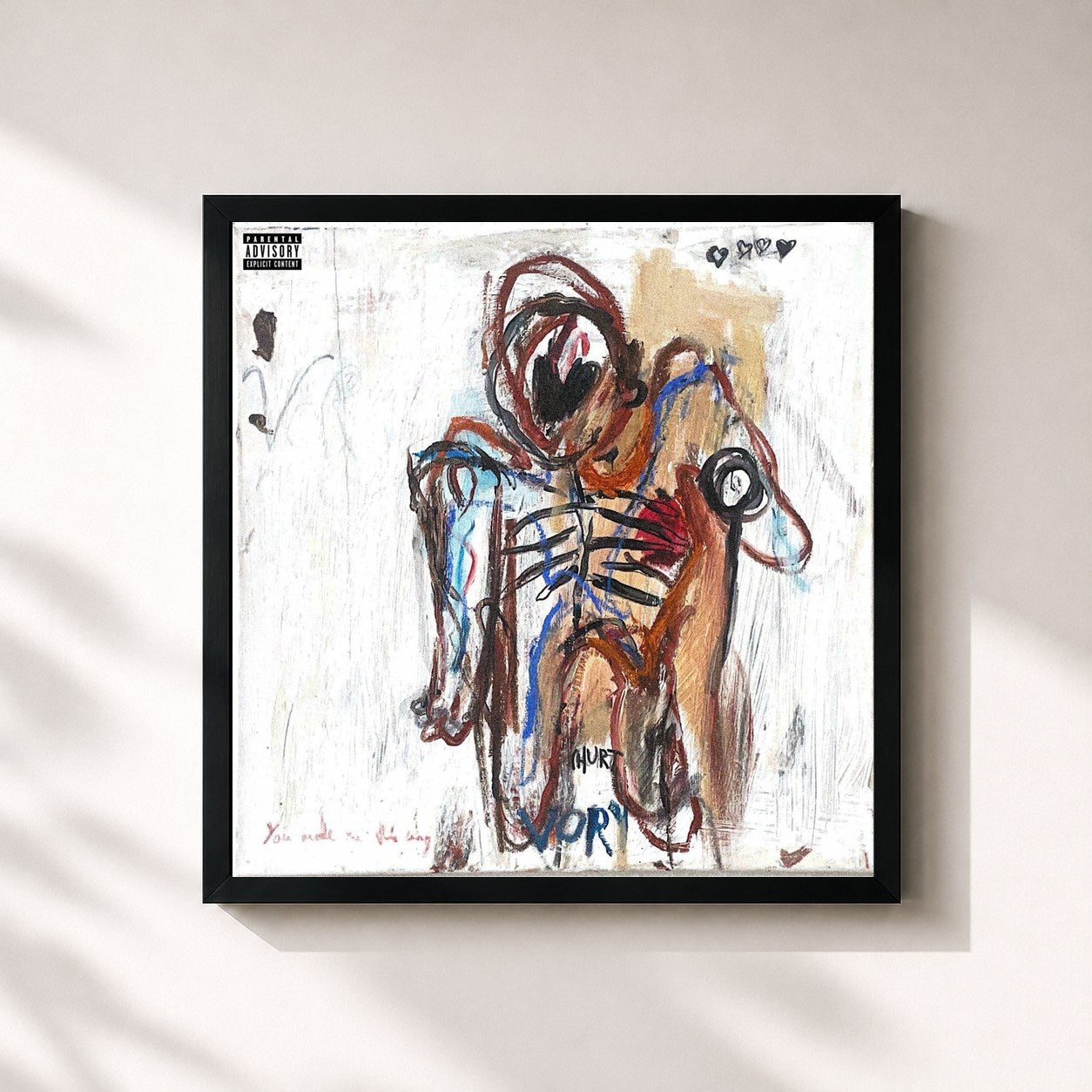 #noir Tableau carré de l'album You Made Me This Way de Vory, cadre noir 32x32 cm