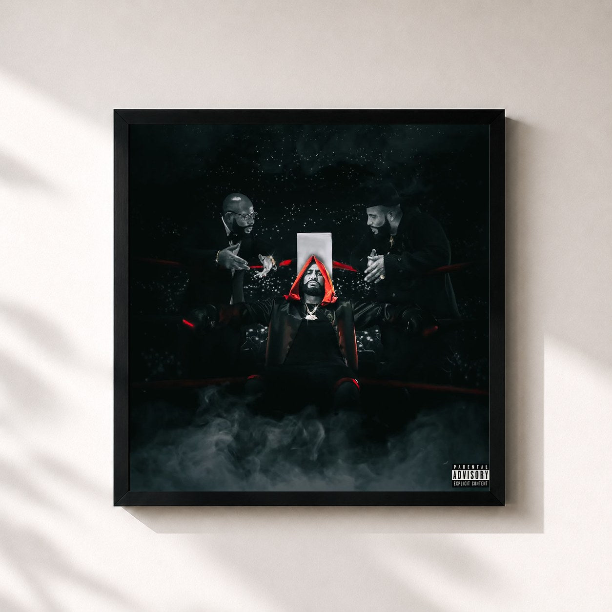 #noir Tableau carré de l'album I'M REALLY LIKE THAT de Dj Drama, cadre noir 32x32 cm