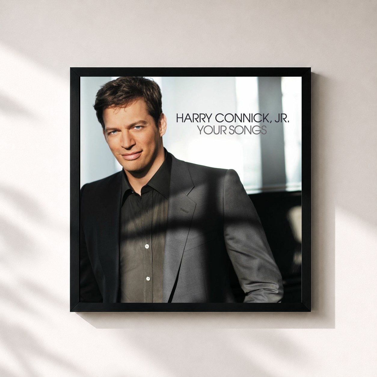 #noir Tableau carré de l'album Your Songs de Harry Connick Jr., cadre noir 32x32 cm