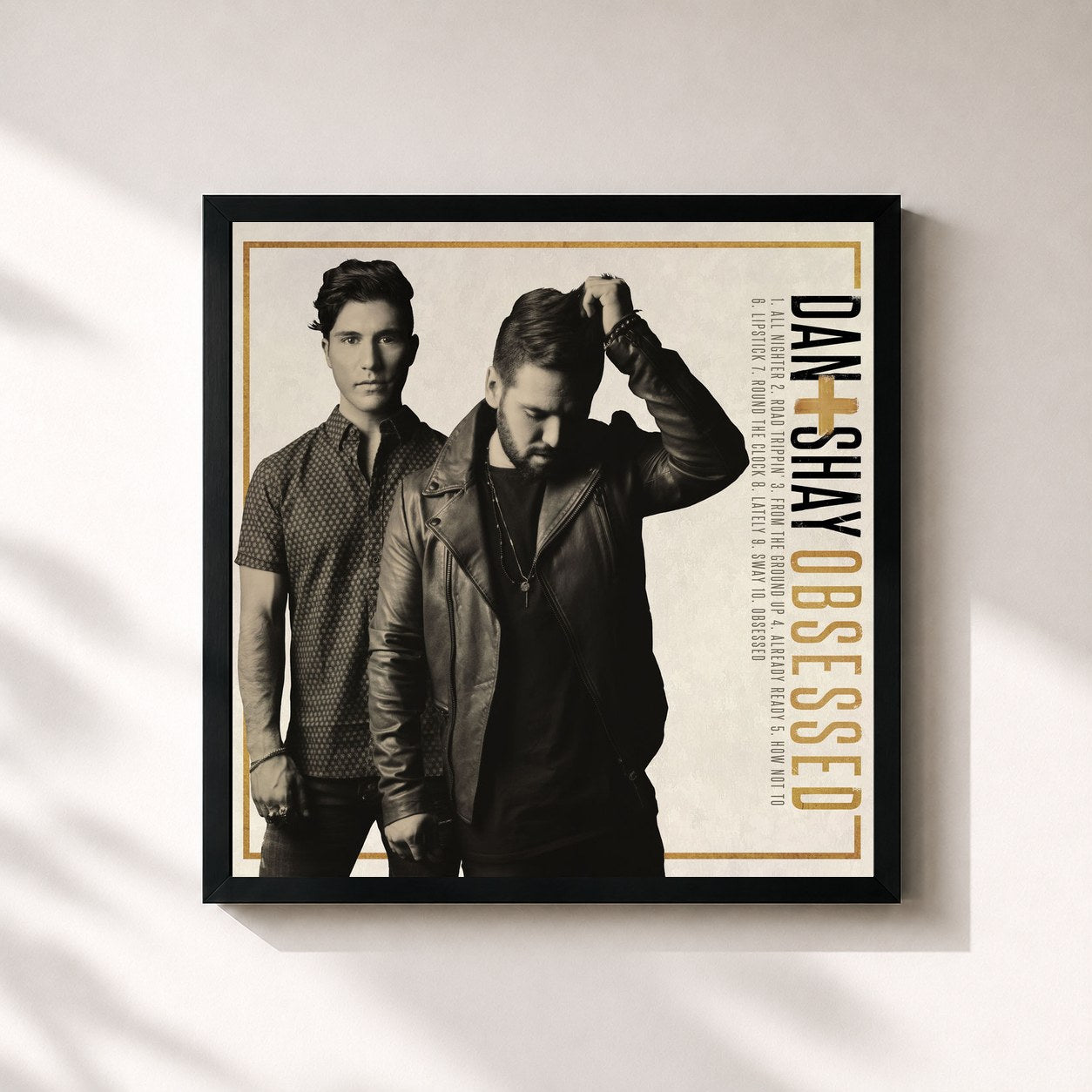 #noir Tableau carré de l'album Obsessed de Dan + Shay, cadre noir 32x32 cm