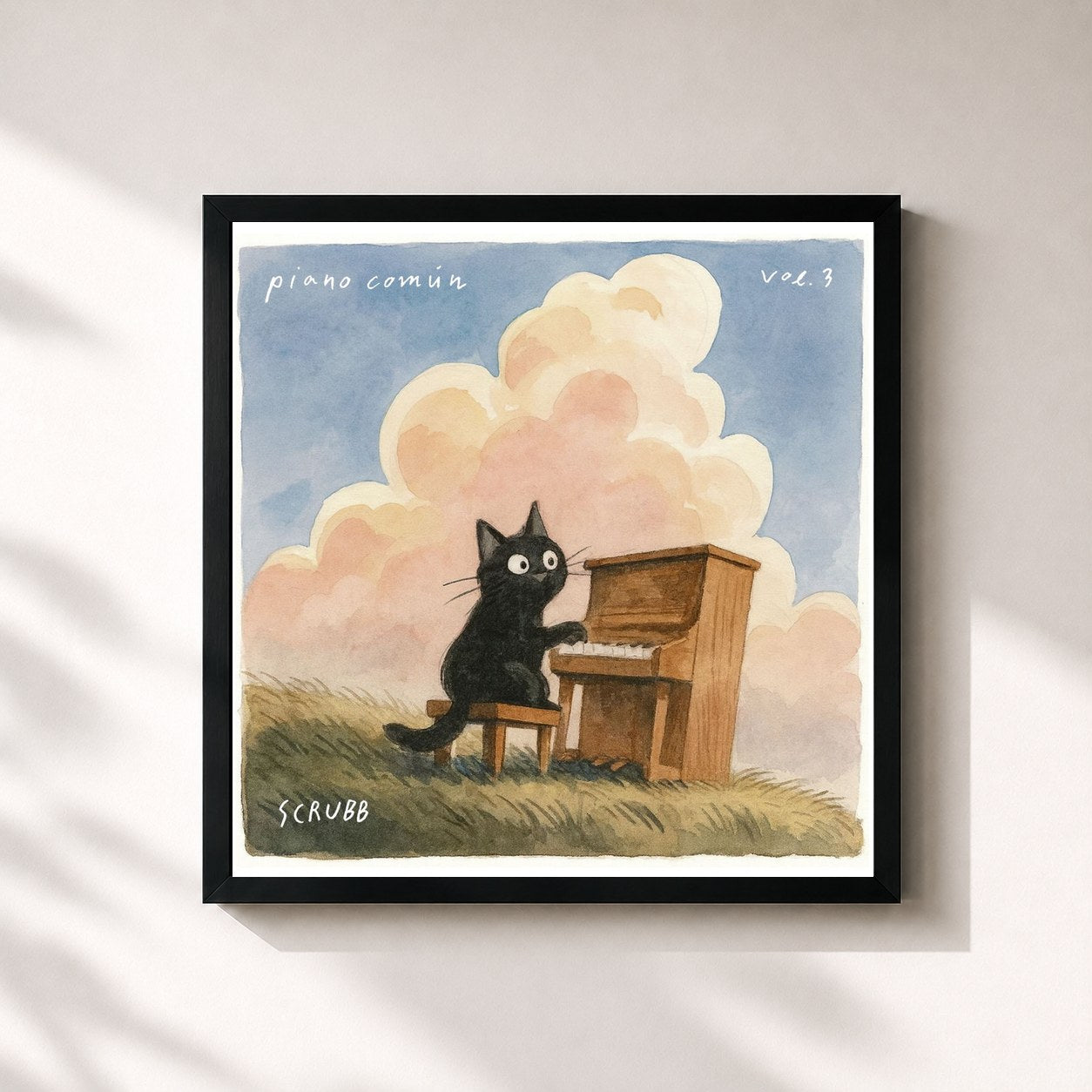 #noir Tableau carré de l'album SCRUBB : Piano Común, Vol.3 de Scrubb, cadre noir 32x32 cm