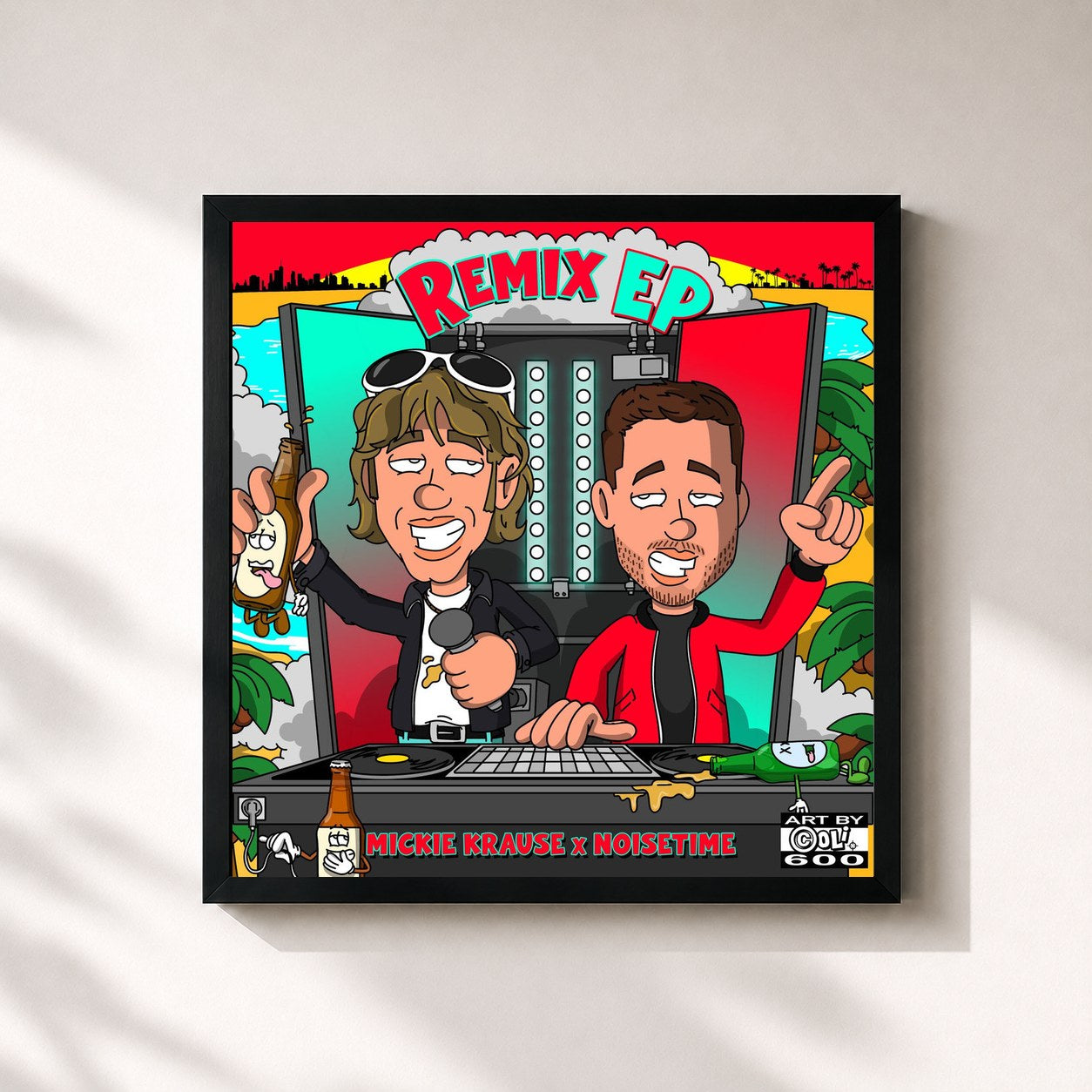 #noir Tableau carré de l'album NOISETIME Remix EP de Mickie Krause, cadre noir 32x32 cm