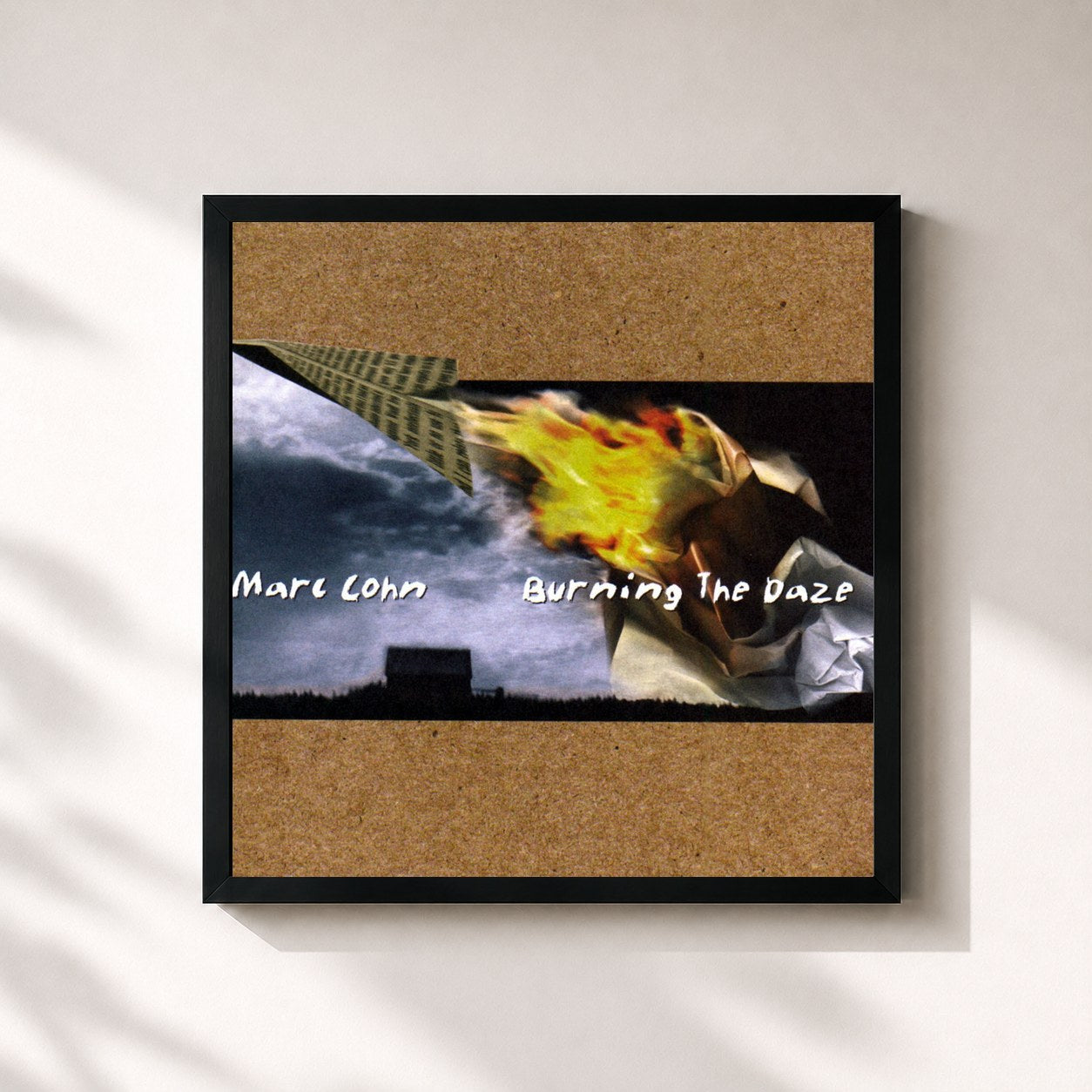 #noir Tableau carré de l'album Burning the Daze de Marc Cohn, cadre noir 32x32 cm