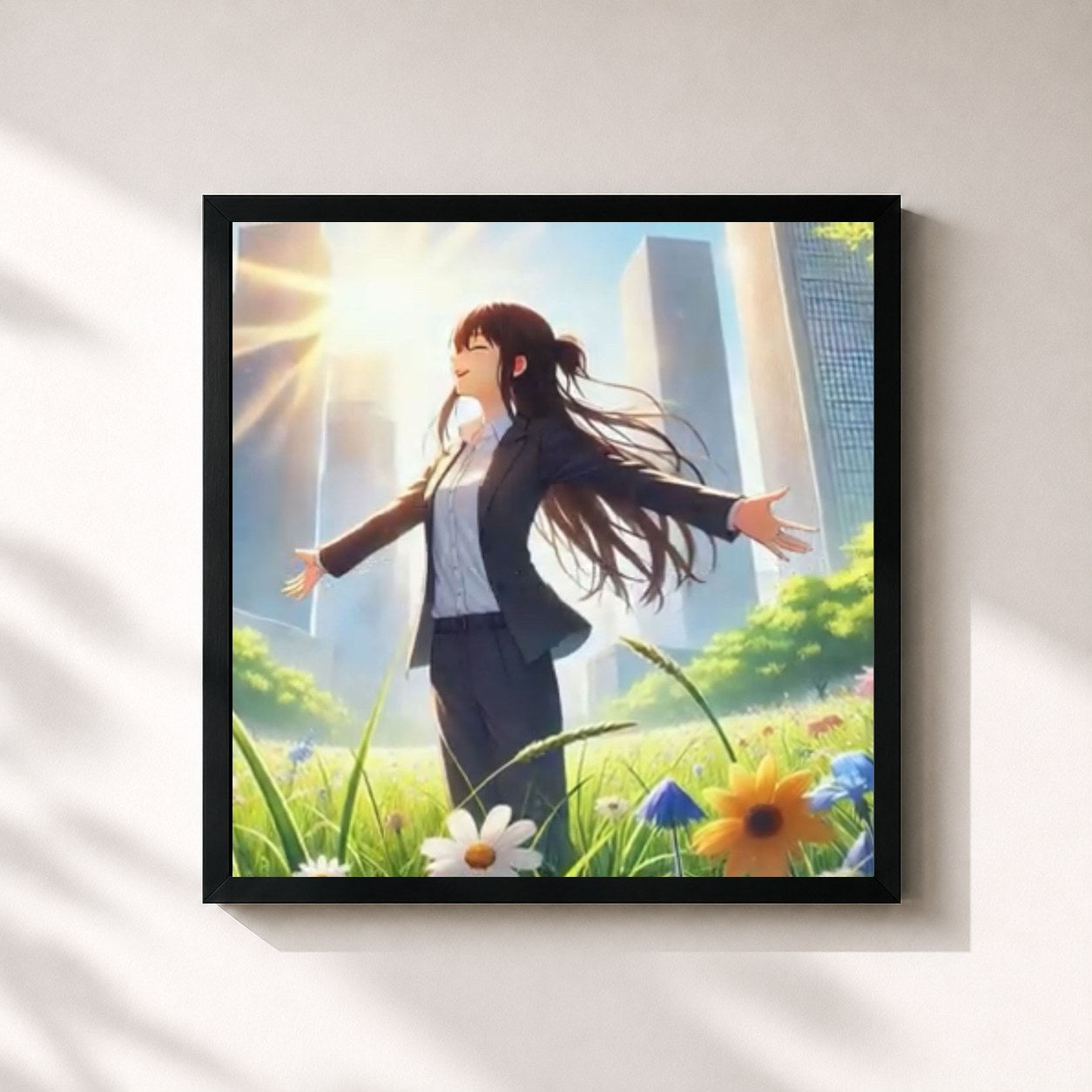 #noir Tableau carré de l'album Become it now de 104, cadre noir 32x32 cm