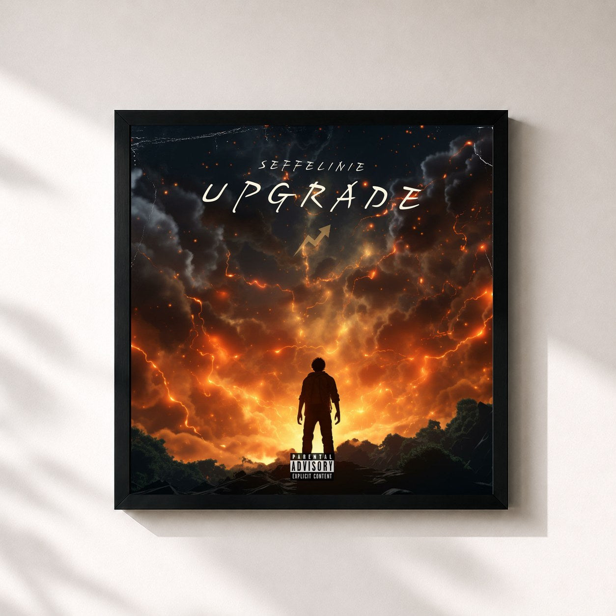 #noir Tableau carré de l'album Upgrade de Seffelinie, cadre noir 32x32 cm