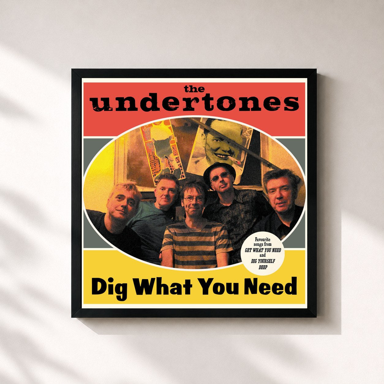 #noir Tableau carré de l'album Dig What You Need de The Undertones, cadre noir 32x32 cm
