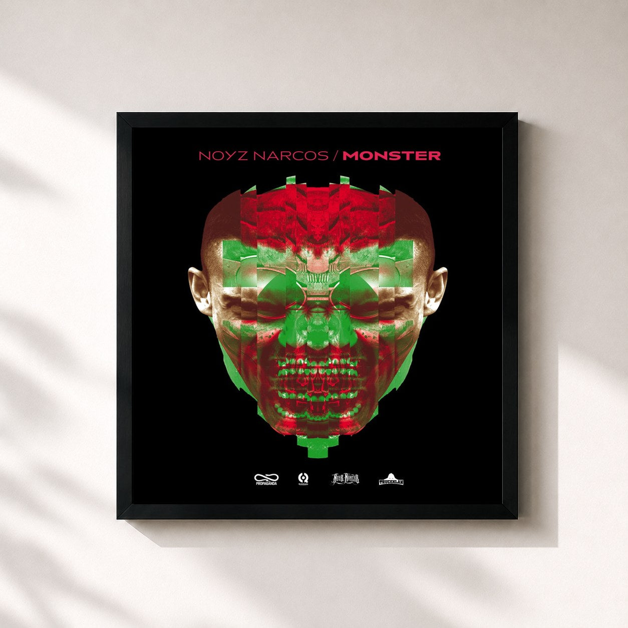 #noir Tableau carré de l'album Monster de Noyz Narcos, cadre noir 32x32 cm