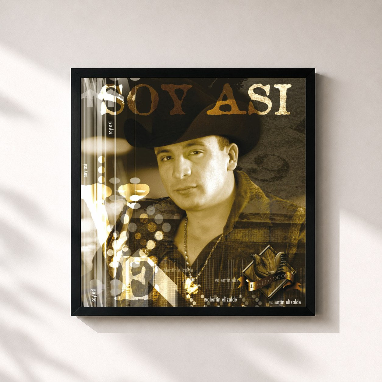 #noir Tableau carré de l'album Soy Así de Valentin Elizalde, cadre noir 32x32 cm