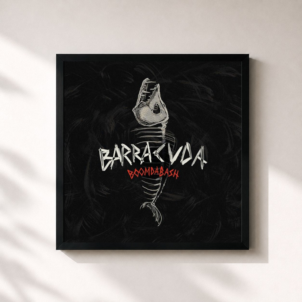 #noir Tableau carré de l'album Barracuda de BoomDaBash, cadre noir 32x32 cm