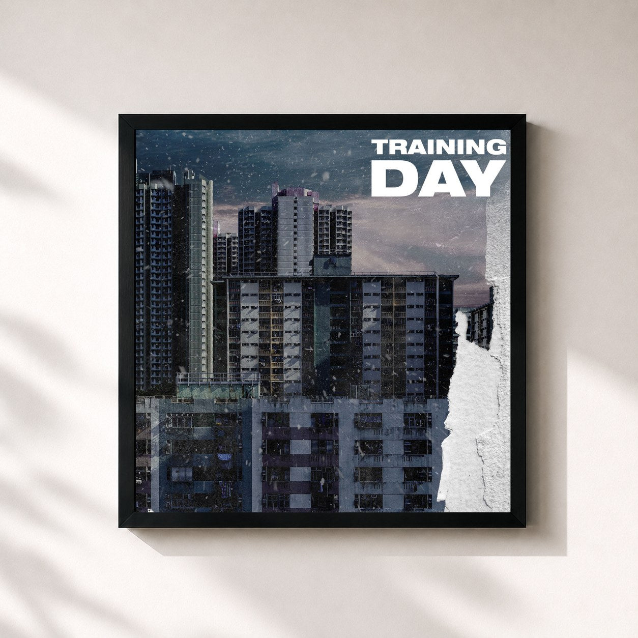 #noir Tableau carré de l'album Training Day de Potter Payper, cadre noir 32x32 cm