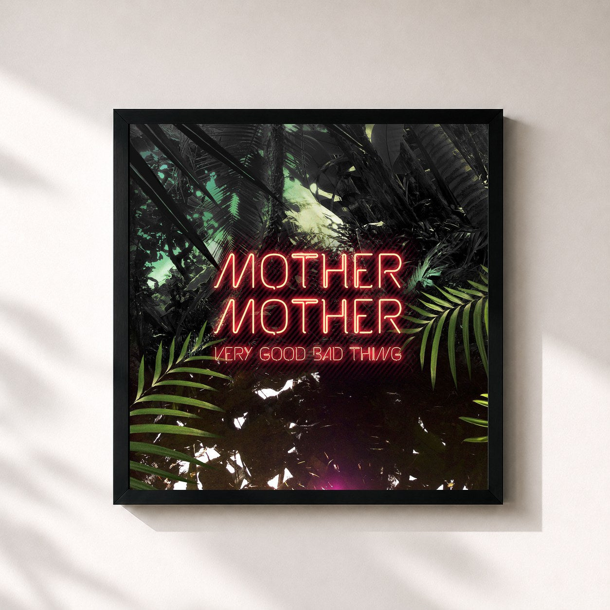 #noir Tableau carré de l'album Very Good Bad Thing de Mother Mother, cadre noir 32x32 cm