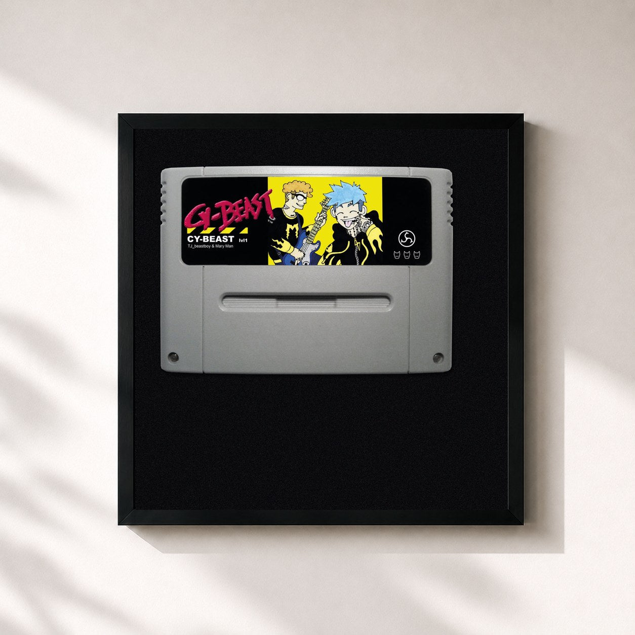 #noir Tableau carré de l'album CY-BEAST lvl1 de beastboy  , cadre noir 32x32 cm