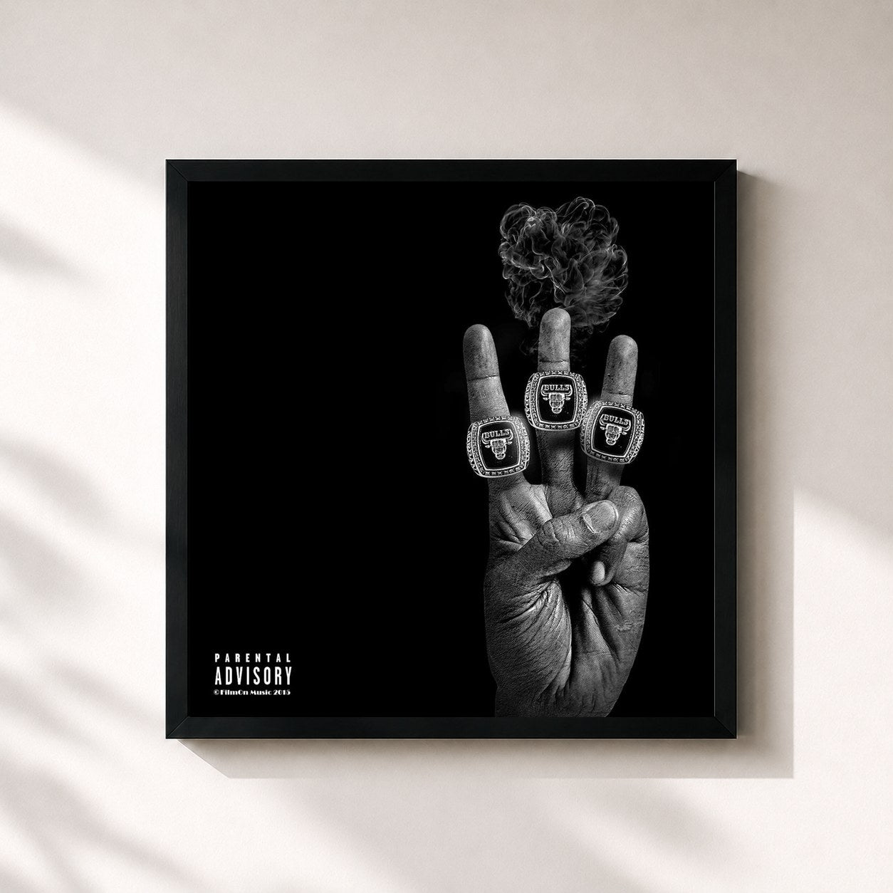 #noir Tableau carré de l'album Bang 3 de Chief Keef, cadre noir 32x32 cm