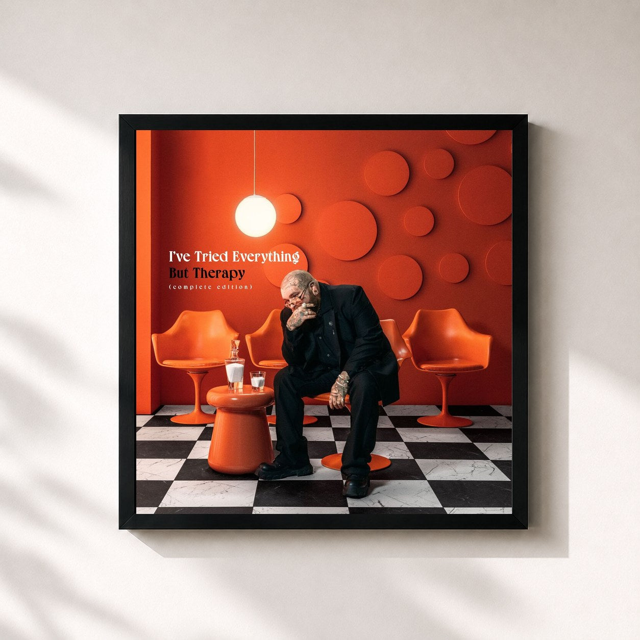 #noir Tableau carré de l'album I've Tried Everything But Therapy (Complete Edition) de Teddy Swims, cadre noir 32x32 cm
