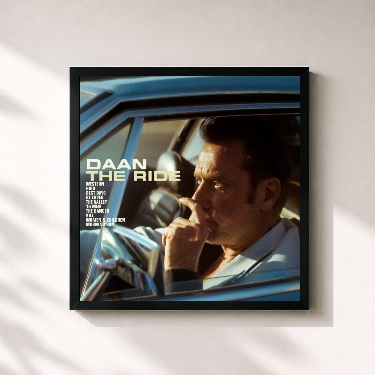 #noir Tableau carré de l'album The Ride de Daan, cadre noir 32x32 cm