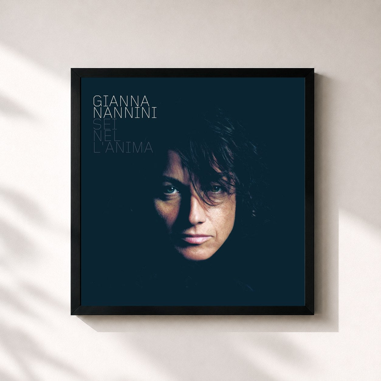 #noir Tableau carré de l'album Sei nel l'anima de Gianna Nannini, cadre noir 32x32 cm