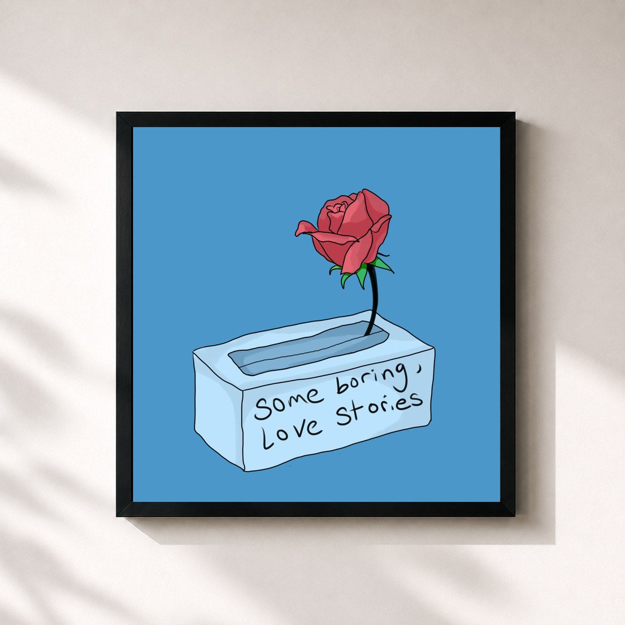#noir Tableau carré de l'album Some Boring, Love Stories de Powfu, cadre noir 32x32 cm