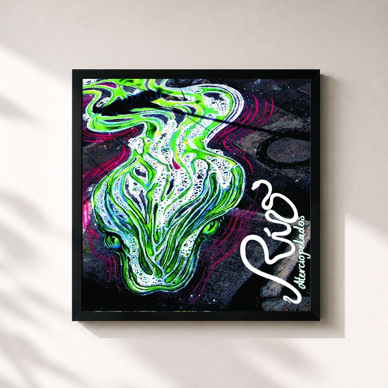 #noir Tableau carré de l'album Rio de Aterciopelados, cadre noir 32x32 cm