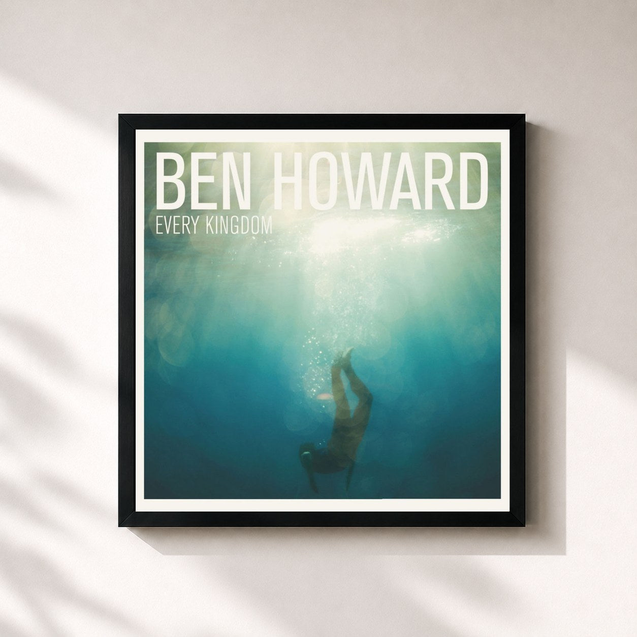 #noir Tableau carré de l'album Every Kingdom de Ben Howard, cadre noir 32x32 cm