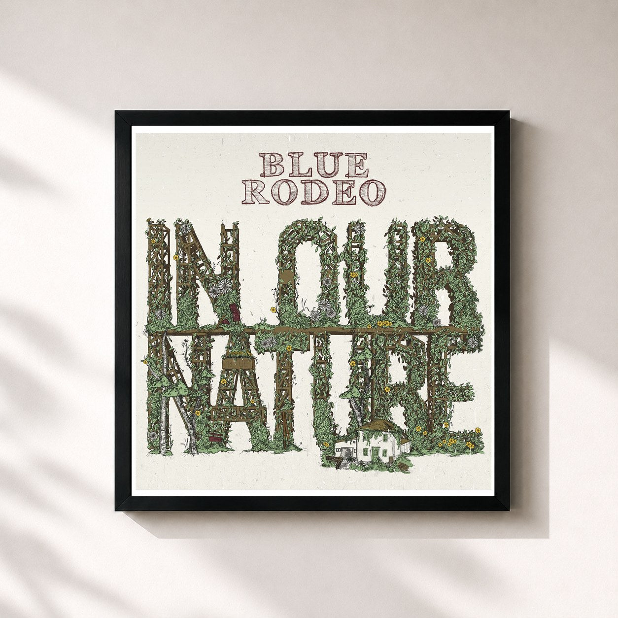 #noir Tableau carré de l'album In Our Nature de Blue Rodeo, cadre noir 32x32 cm