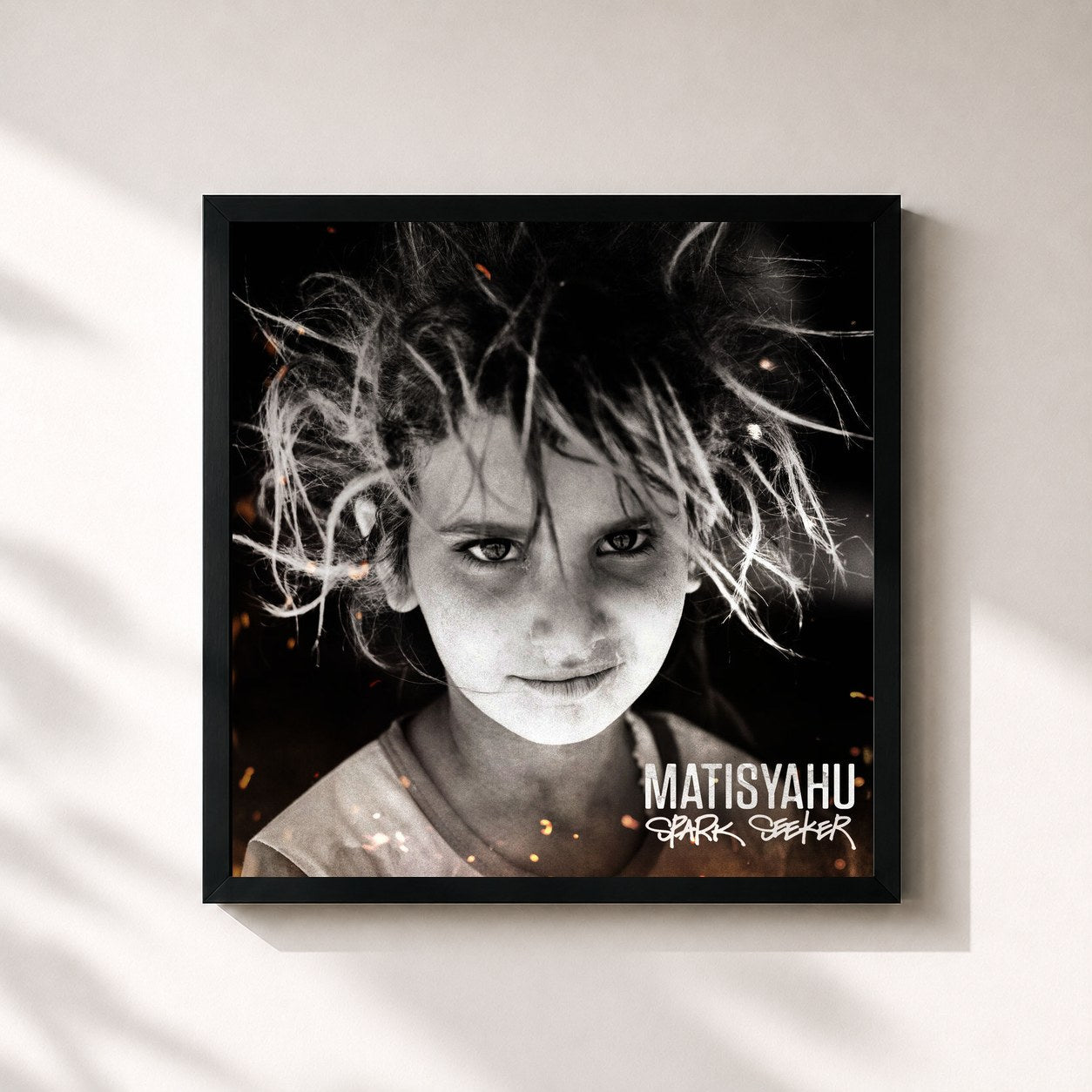 #noir Tableau carré de l'album Spark Seeker de Matisyahu, cadre noir 32x32 cm