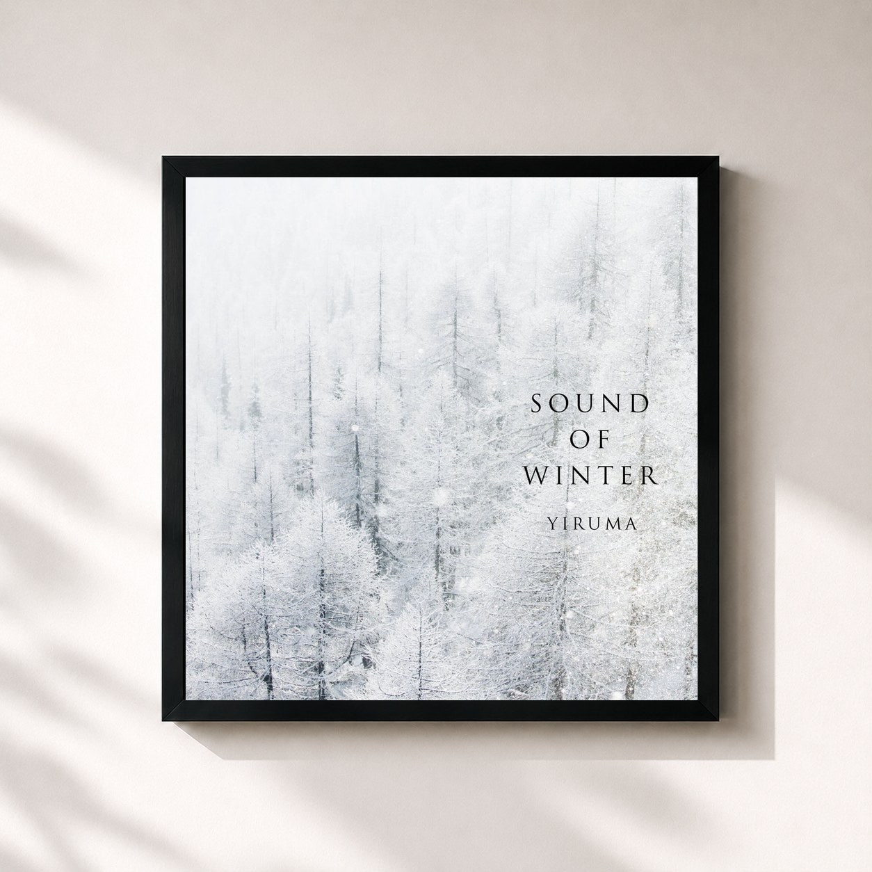 #noir Tableau carré de l'album Sound Of Winter de Yiruma, cadre noir 32x32 cm