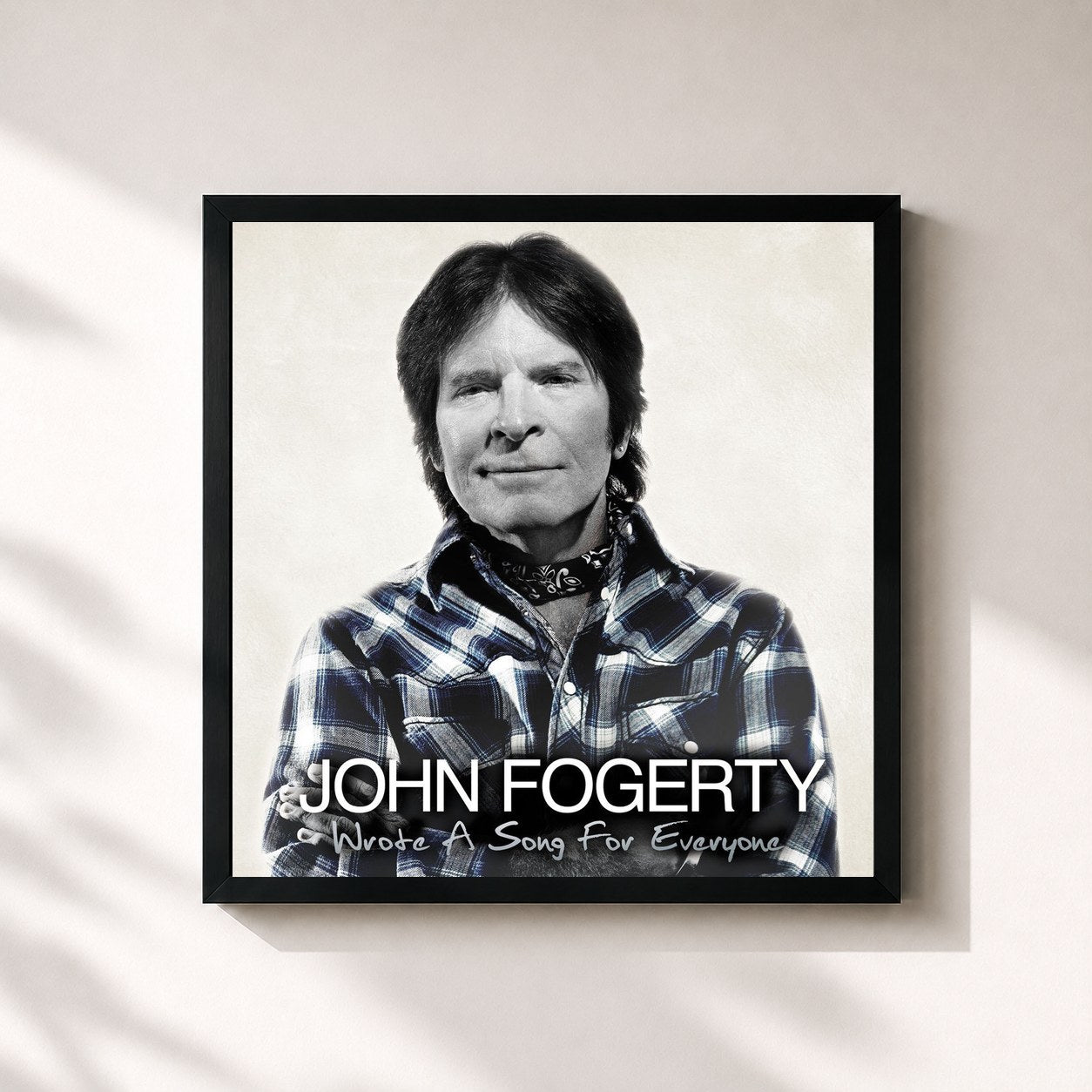 #noir Tableau carré de l'album Wrote A Song For Everyone de John Fogerty, cadre noir 32x32 cm