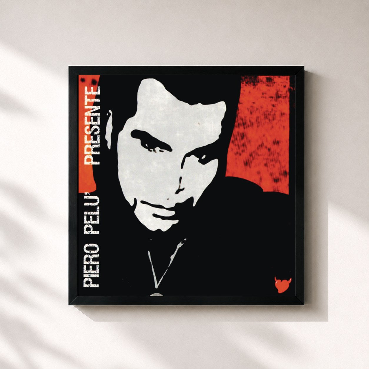 #noir Tableau carré de l'album Presente de Piero Pelù, cadre noir 32x32 cm