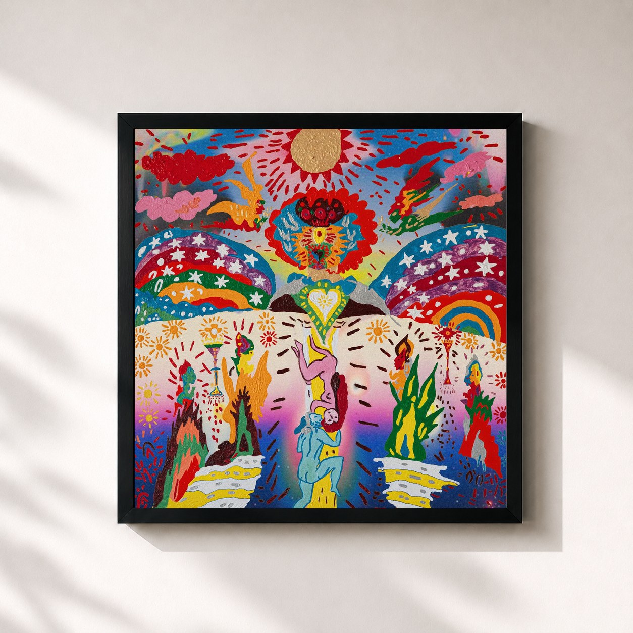 #noir Tableau carré de l'album Primo amore de Mannarino, cadre noir 32x32 cm