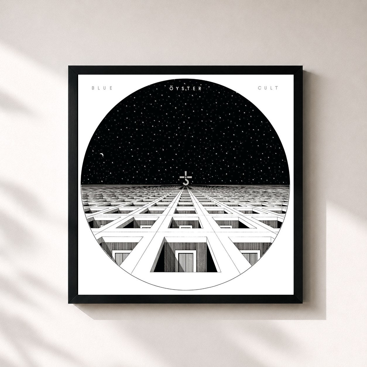 #noir Tableau carré de l'album Blue Oyster Cult de Blue Öyster Cult, cadre noir 32x32 cm