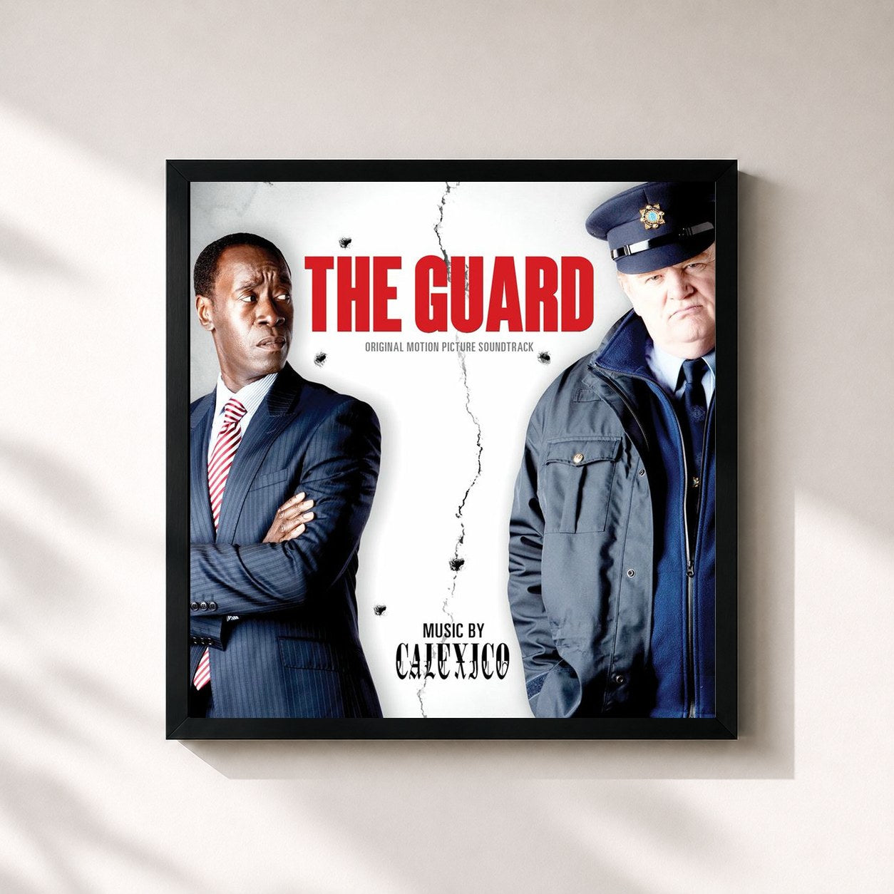 #noir Tableau carré de l'album The Guard Original Soundtrack de Calexico, cadre noir 32x32 cm