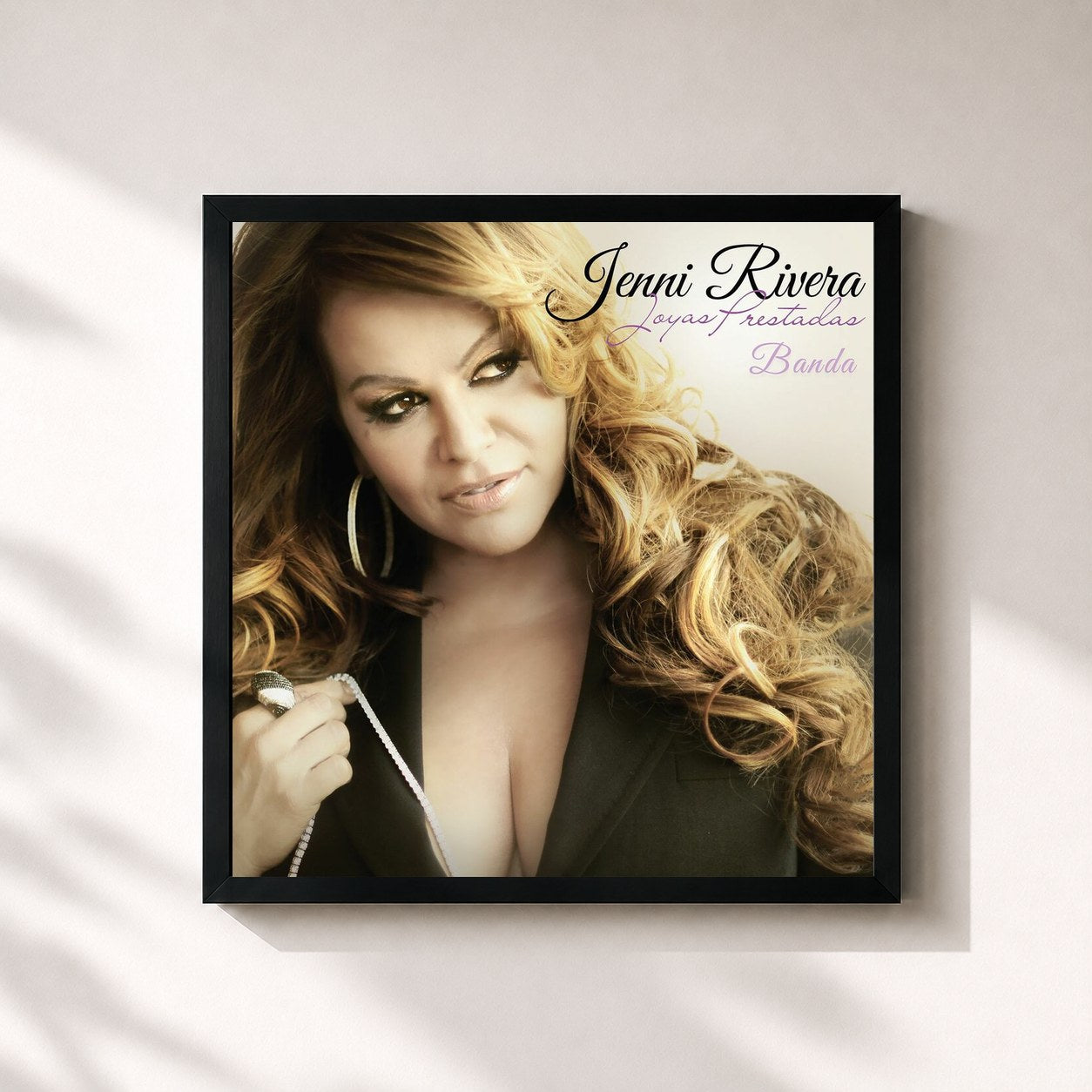 #noir Tableau carré de l'album Joyas Prestadas - Banda de Jenni Rivera, cadre noir 32x32 cm