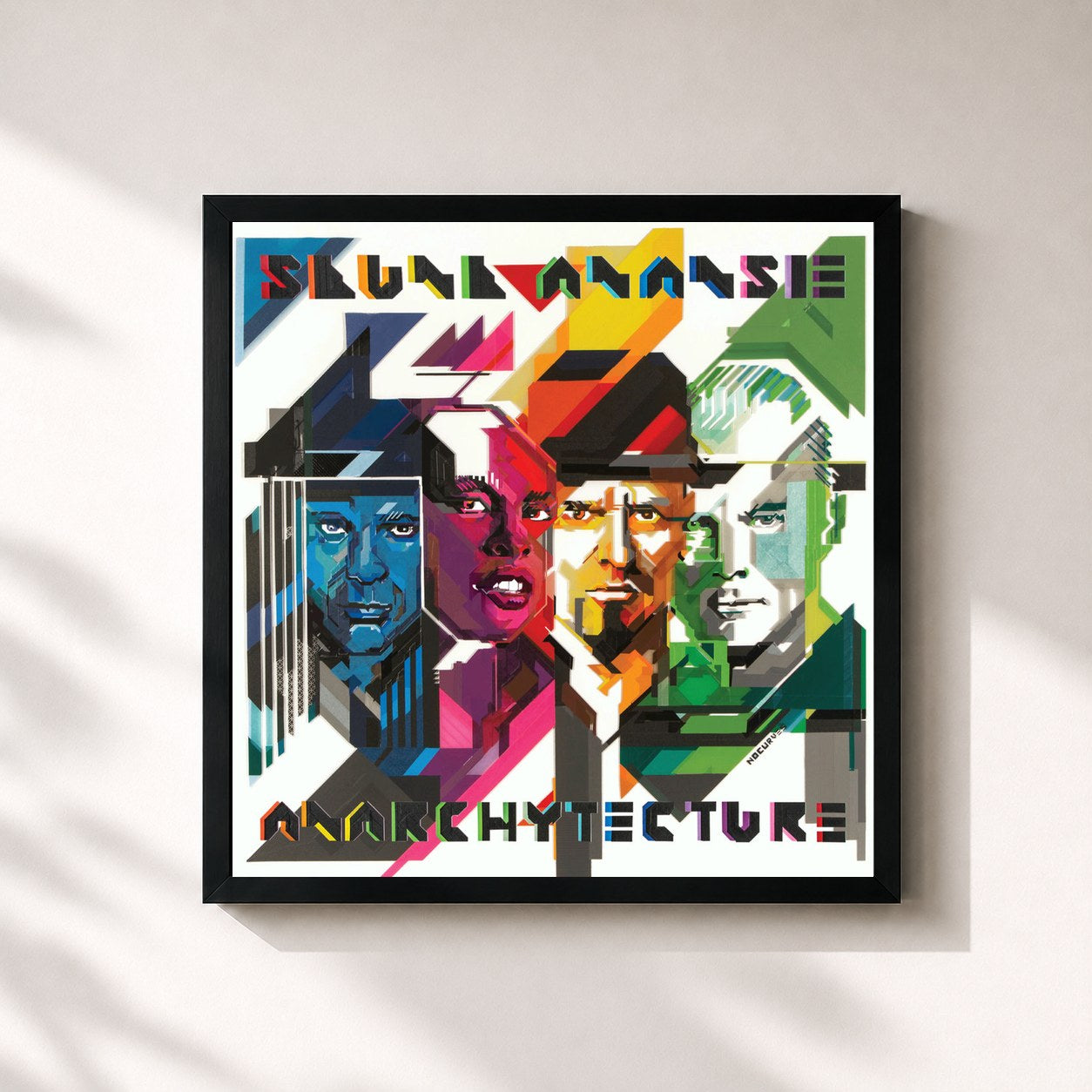 #noir Tableau carré de l'album Anarchytecture de Skunk Anansie, cadre noir 32x32 cm