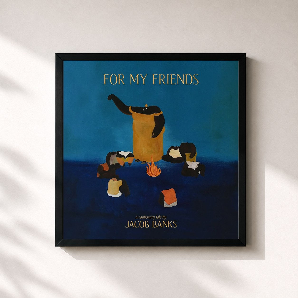 #noir Tableau carré de l'album For My Friends de Jacob Banks, cadre noir 32x32 cm