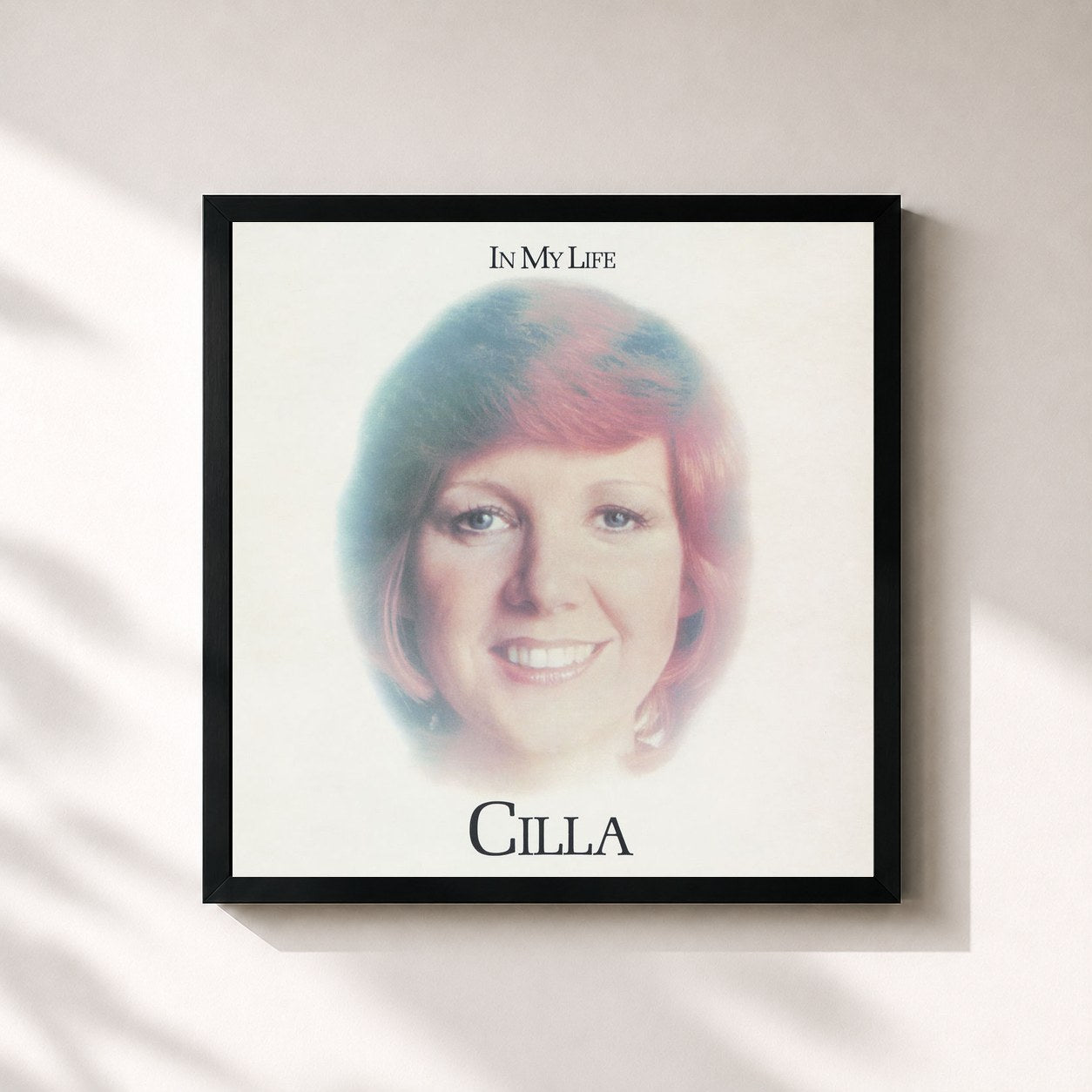 #noir Tableau carré de l'album In My Life de Cilla Black, cadre noir 32x32 cm