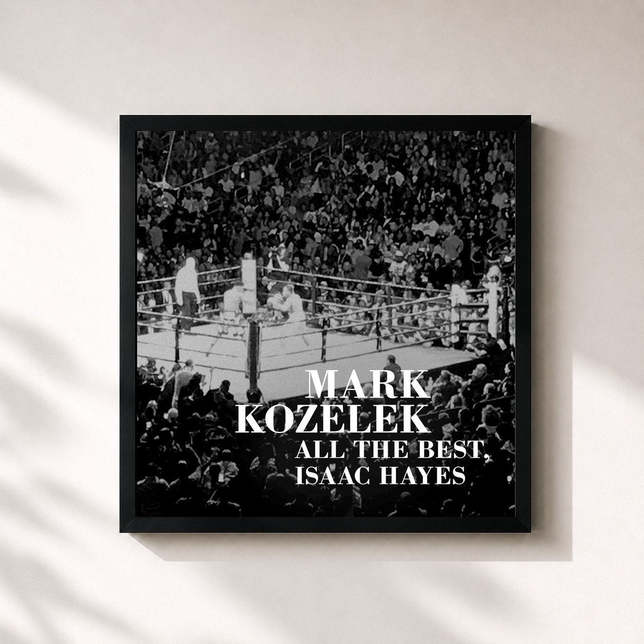 #noir Tableau carré de l'album All the Best, Isaac Hayes de Mark Kozelek, cadre noir 32x32 cm