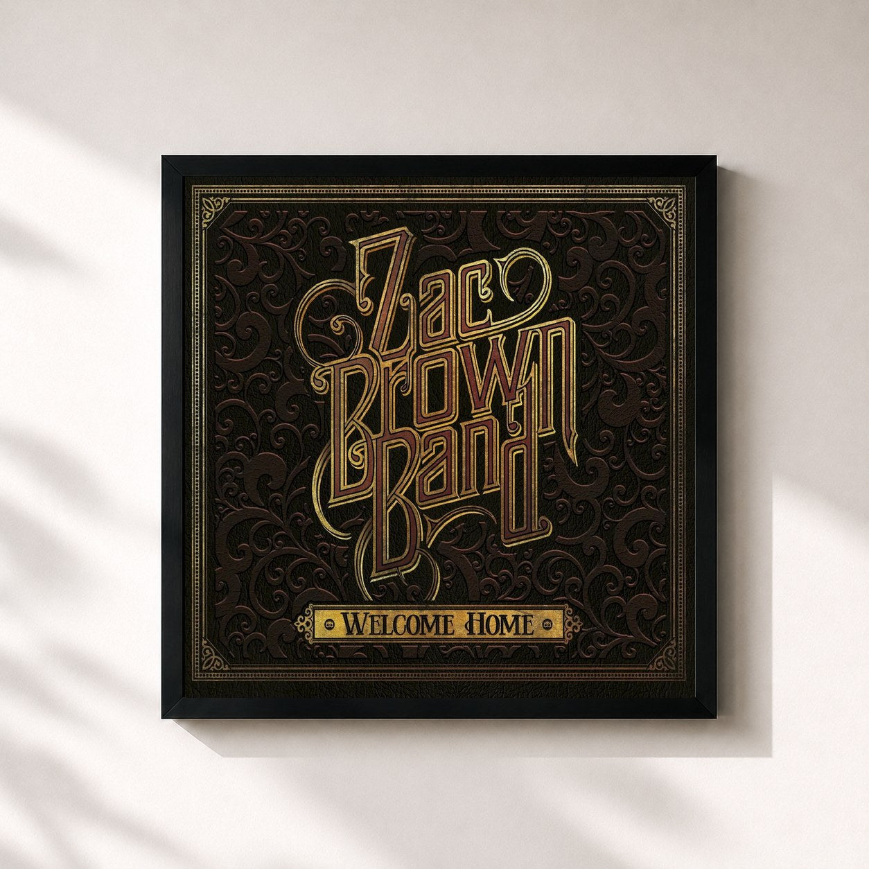 #noir Tableau carré de l'album Welcome Home de Zac Brown Band, cadre noir 32x32 cm