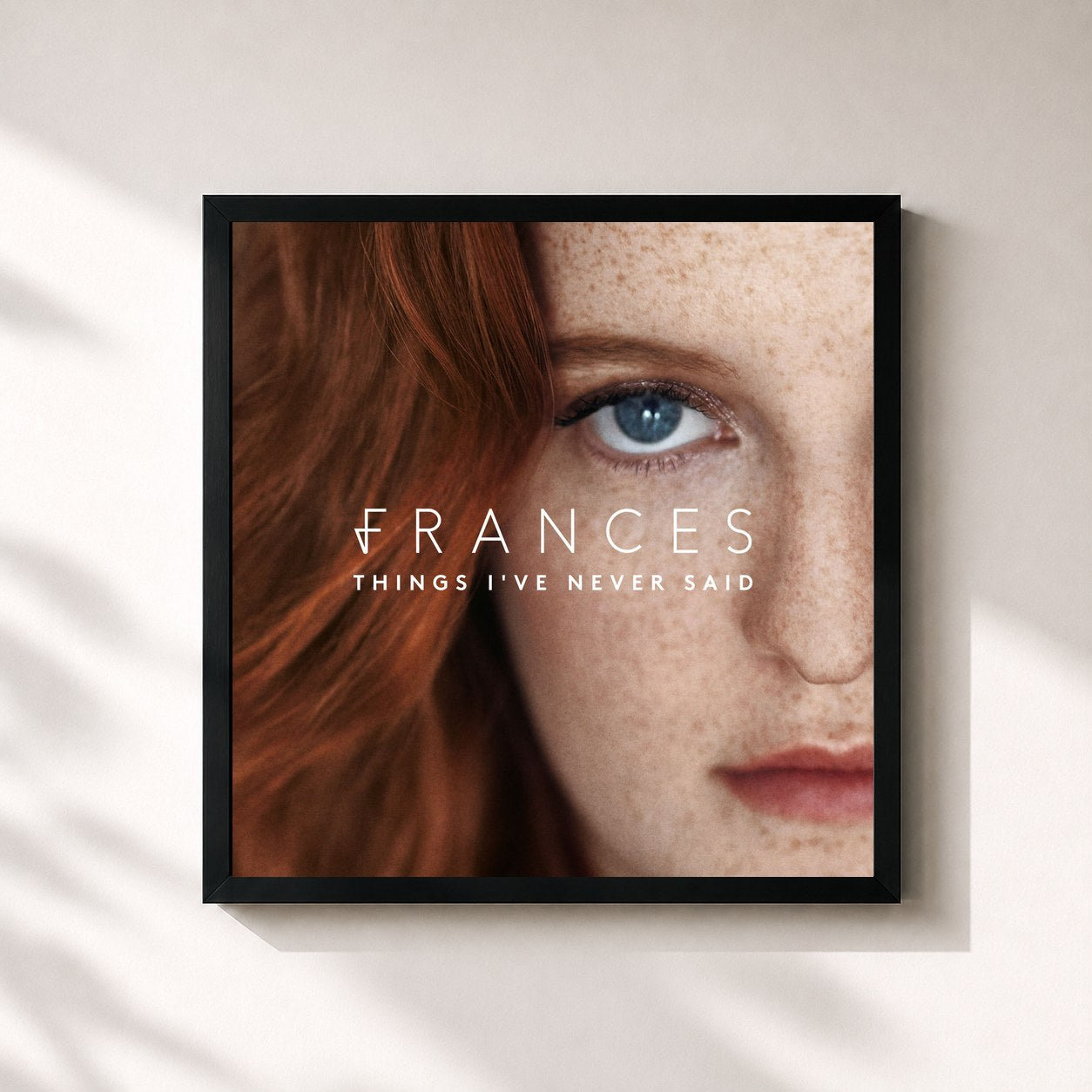#noir Tableau carré de l'album Things I've Never Said de Frances, cadre noir 32x32 cm
