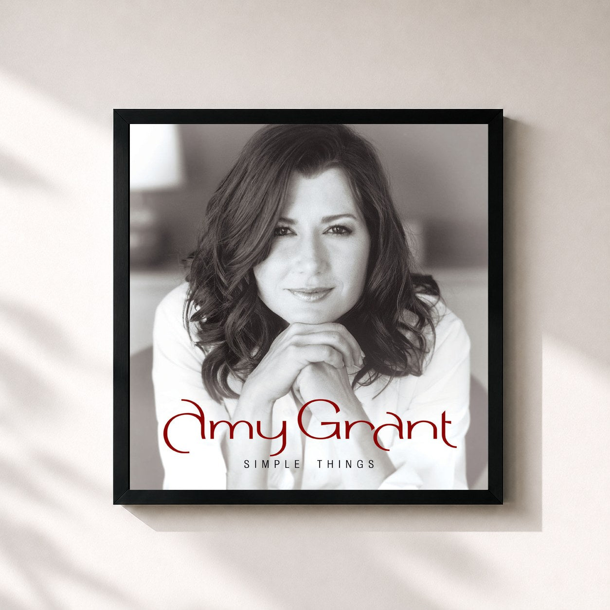 #noir Tableau carré de l'album Simple Things de Amy Grant, cadre noir 32x32 cm