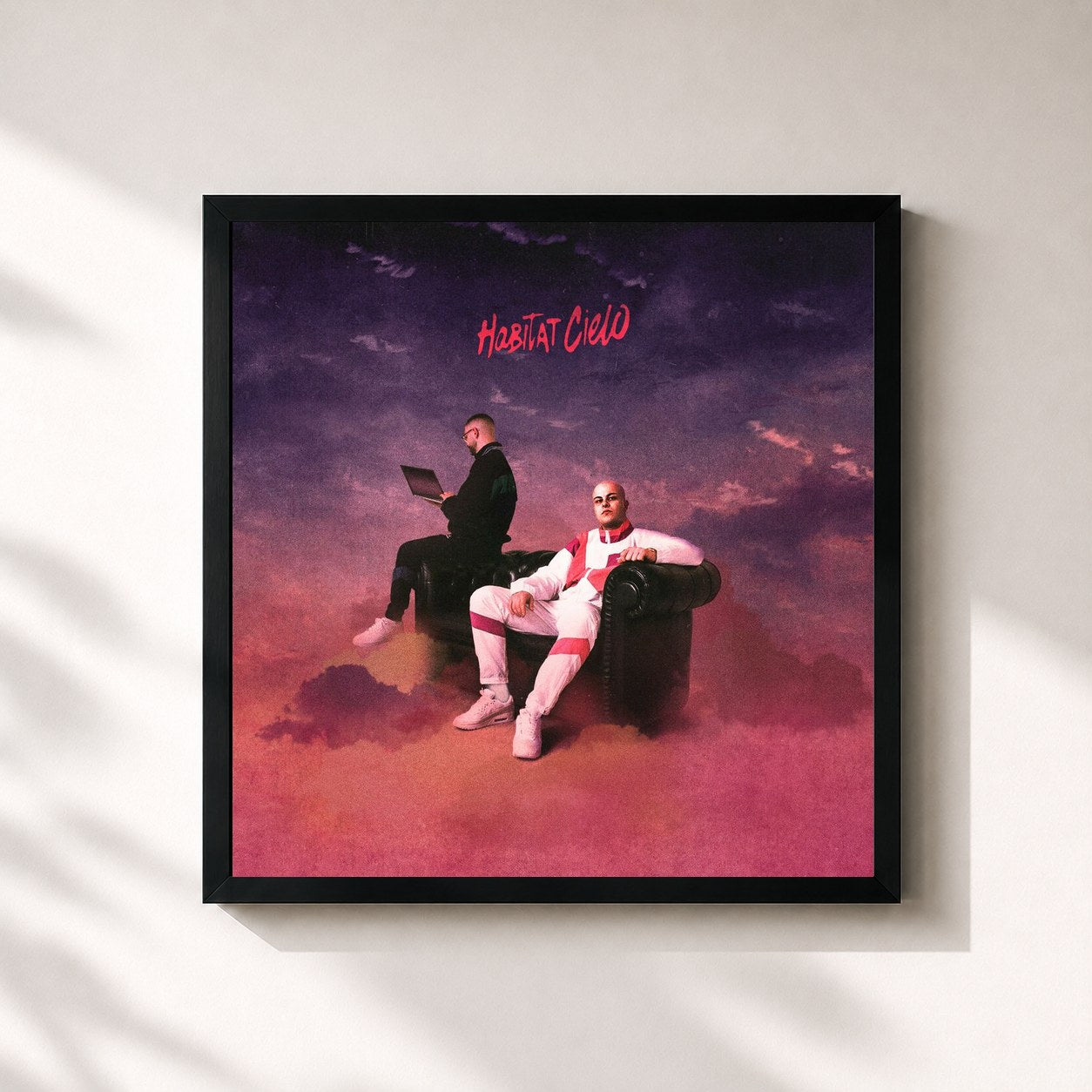 #noir Tableau carré de l'album Habitat Cielo de Silent Bob, cadre noir 32x32 cm