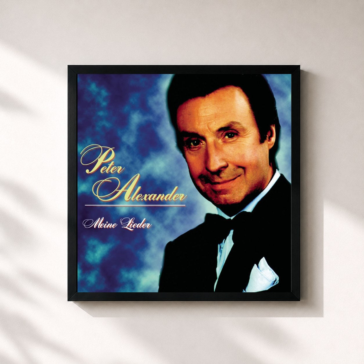 #noir Tableau carré de l'album Meine Lieder de Peter Alexander, cadre noir 32x32 cm