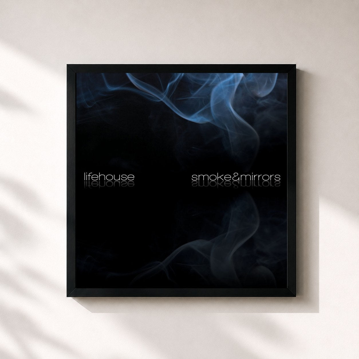 #noir Tableau carré de l'album Smoke & Mirrors de Lifehouse, cadre noir 32x32 cm